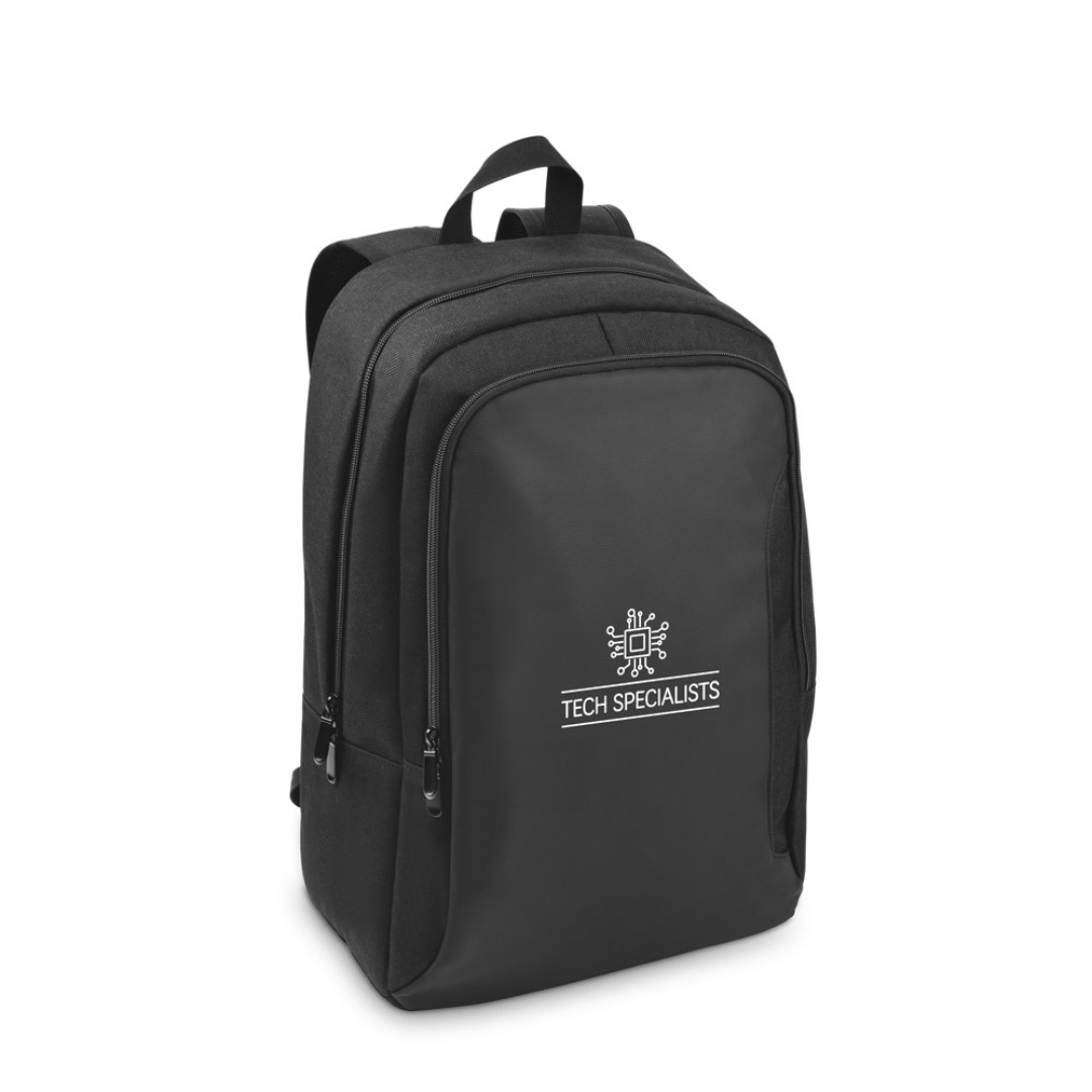 Mochila promocional con bolsillo para botella y acolchado ergonómico